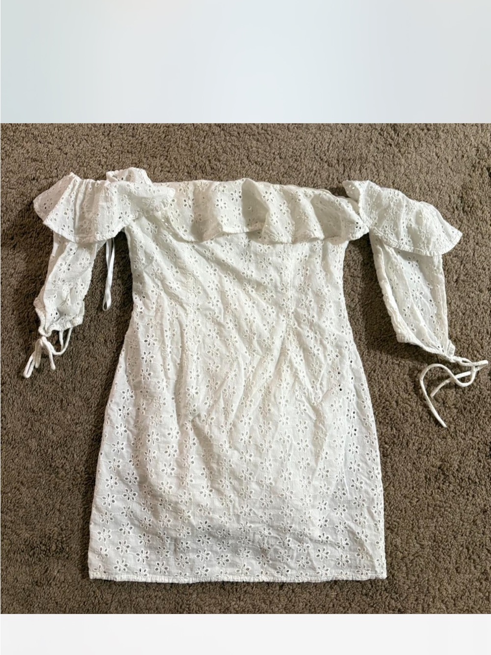 superdown White One-Shoulder Eyelet Mini Dress